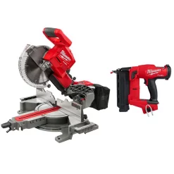 Discount 🎉 Milwaukee M18 FUEL 18-Volt Lithium-Ion Brushless 10 In. Cordless Dual Bevel Sliding Compound Miter Saw With 18-Gauge Brad Nailer 🥰