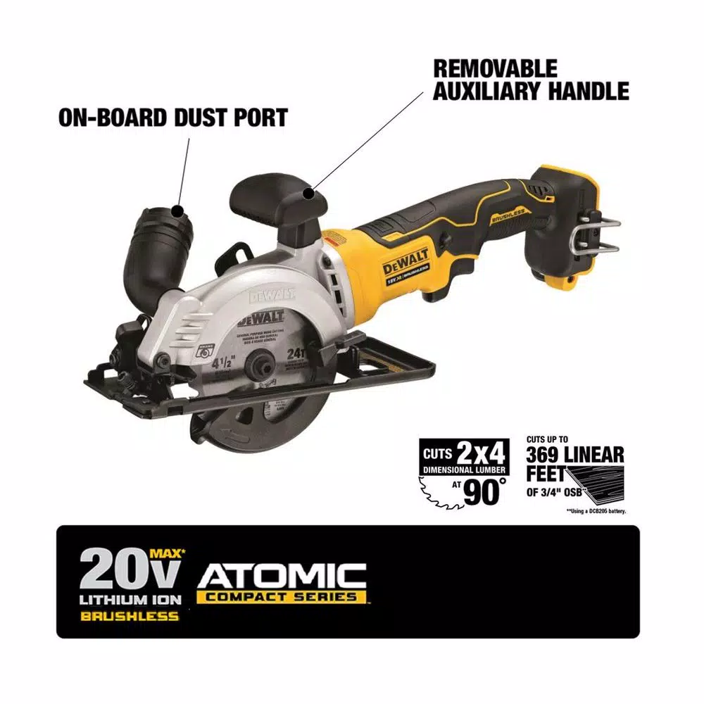 Flash Sale 😀 DEWALT ATOMIC 20-Volt MAX Cordless Brushless 4-1/2 In. Circular Saw With (1) 20-Volt Battery 2.0Ah ⌛ 4 Flash Sale 😀 DEWALT ATOMIC 20-Volt MAX Cordless Brushless 4-1/2 In. Circular Saw With (1) 20-Volt Battery 2.0Ah ⌛ - Image 2