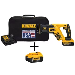 Hot Sale 🎁 DEWALT 20-Volt MAX XR Cordless Brushless Compact Reciprocating Saw With (2) 20-Volt Batteries 5.0Ah & Charger 👏