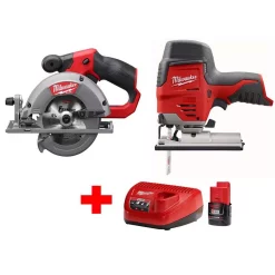 Promo 🛒 Milwaukee M12 12-Volt Lithium-Ion Cordless Jig Saw And 5-3/8 In. Circular Saw Combo Kit W/ (1) 2.0Ah Battery And Charger 🌟