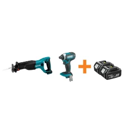 Outlet 🤩 Makita 18-Volt LXT Lithium-Ion Cordless Reciprocal Saw And Impact Driver With Free 4.0Ah Battery (2-Pack) ❤️