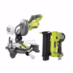 Deals ⭐ RYOBI 18-Volt ONE+ Lithium-Ion Cordless 7-1/4 In. Compound Miter Saw And AirStrike 18-Gauge Brad Nailer (Tools Only) 🛒