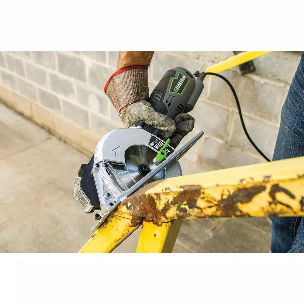Best deal 😍 Genesis 5.8 Amp 4-3/4 In. Control Grip Metal Cutting Compact Circular Saw With Chip Collector And Metal Cutting Blade 🔔 5 Best deal 😍 Genesis 5.8 Amp 4-3/4 In. Control Grip Metal Cutting Compact Circular Saw With Chip Collector And Metal Cutting Blade 🔔 - Image 4