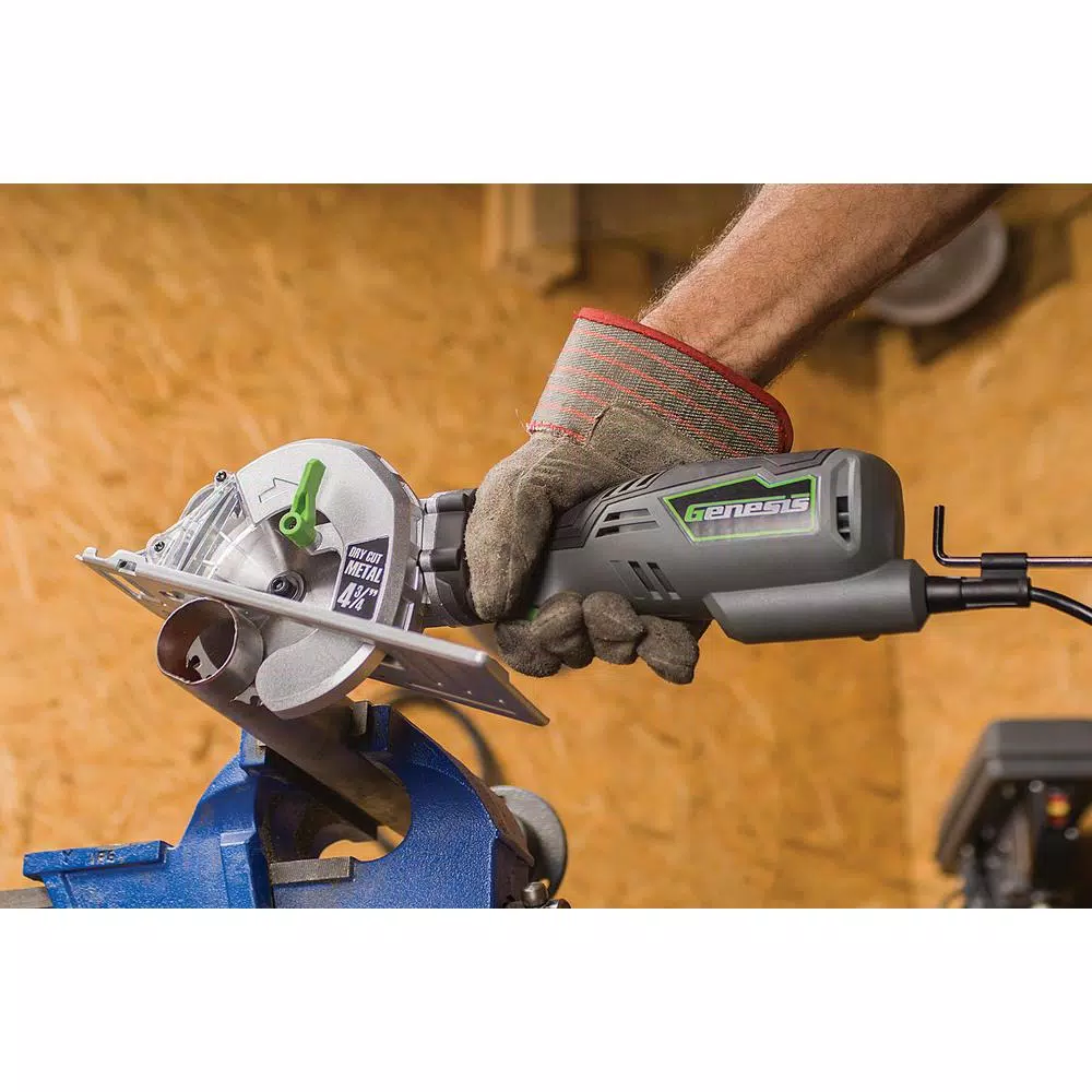 Best deal 😍 Genesis 5.8 Amp 4-3/4 In. Control Grip Metal Cutting Compact Circular Saw With Chip Collector And Metal Cutting Blade 🔔 8 Best deal 😍 Genesis 5.8 Amp 4-3/4 In. Control Grip Metal Cutting Compact Circular Saw With Chip Collector And Metal Cutting Blade 🔔 - Image 7
