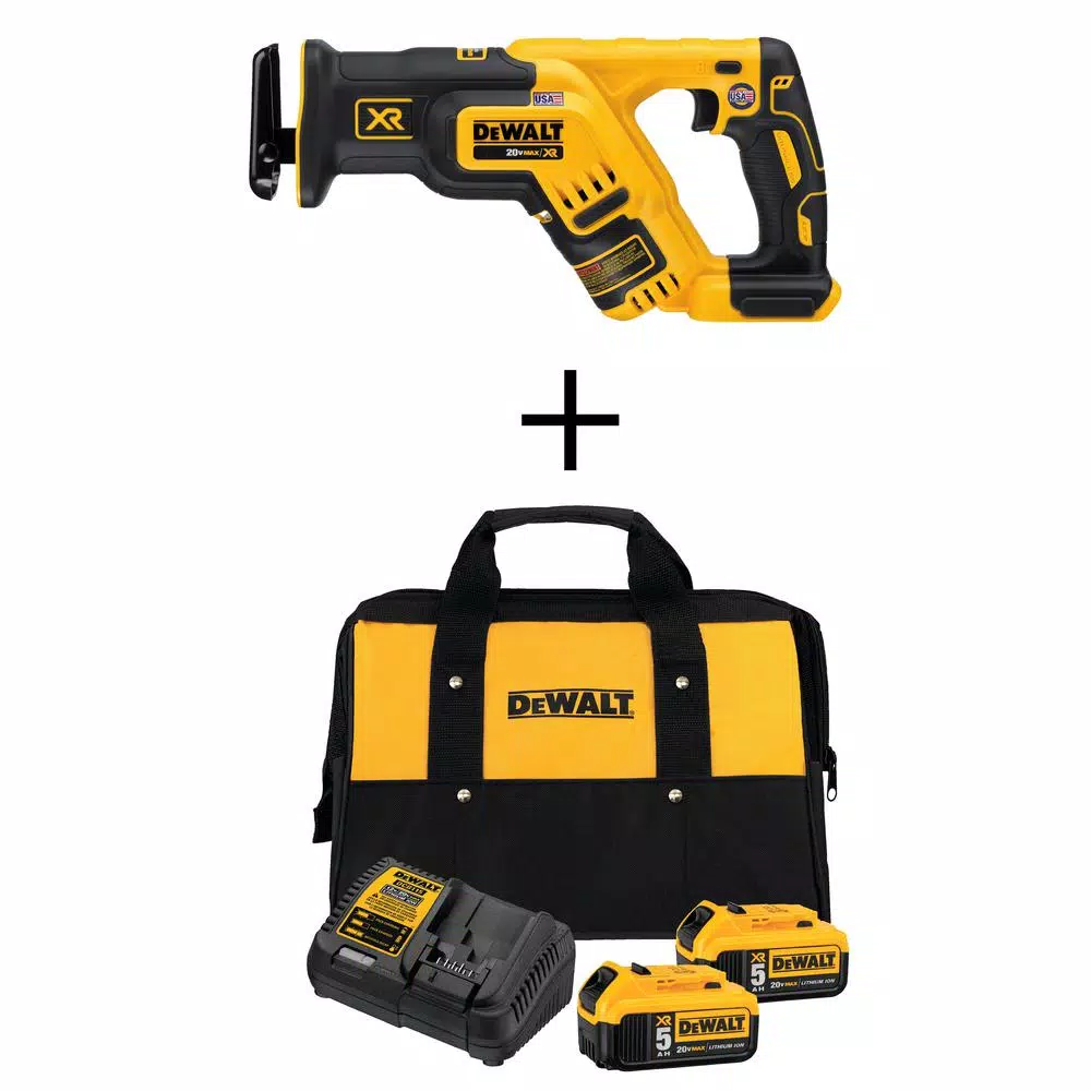 Outlet ⭐ DEWALT 20-Volt MAX XR Cordless Brushless Compact Reciprocating Saw With (2) 20-Volt Batteries 5.0Ah & Charger 🌟 3 Outlet ⭐ DEWALT 20-Volt MAX XR Cordless Brushless Compact Reciprocating Saw With (2) 20-Volt Batteries 5.0Ah & Charger 🌟