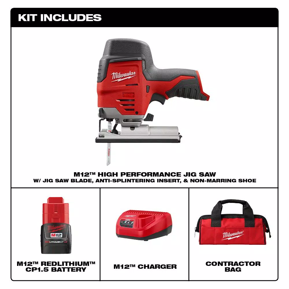 Budget ⭐ Milwaukee M12 12-Volt Lithium-Ion Cordless Jig Saw Kit With One 1.5 Ah Battery, Charger, Tool Bag ✔️ 4 Budget ⭐ Milwaukee M12 12-Volt Lithium-Ion Cordless Jig Saw Kit With One 1.5 Ah Battery, Charger, Tool Bag ✔️ - Image 2