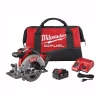 New 🎁 Milwaukee M18 FUEL 18-Volt Lithium-Ion Brushless Cordless 6-1/2 In. Circular Saw Kit W/ (2) 5.0Ah Batteries, Charger, Tool Bag 🎉