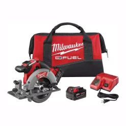 New 🎁 Milwaukee M18 FUEL 18-Volt Lithium-Ion Brushless Cordless 6-1/2 In. Circular Saw Kit W/ (2) 5.0Ah Batteries, Charger, Tool Bag 🎉