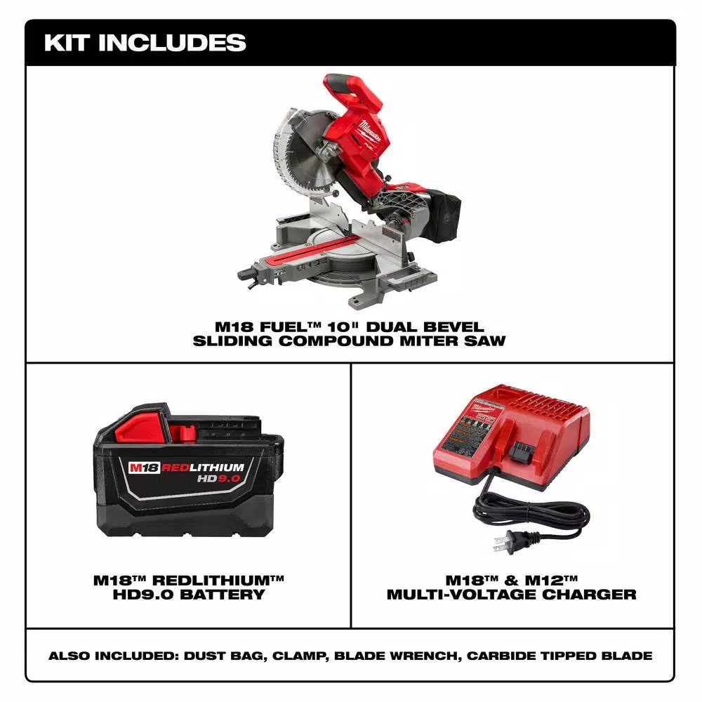 Buy 🤩 Milwaukee M18 FUEL 18-Volt Lithium-Ion Brushless Cordless 10 In. Dual Bevel Sliding Compound Miter Saw Kit W/(1) 9.0Ah Battery 🤩 4 Buy 🤩 Milwaukee M18 FUEL 18-Volt Lithium-Ion Brushless Cordless 10 In. Dual Bevel Sliding Compound Miter Saw Kit W/(1) 9.0Ah Battery 🤩 - Image 2