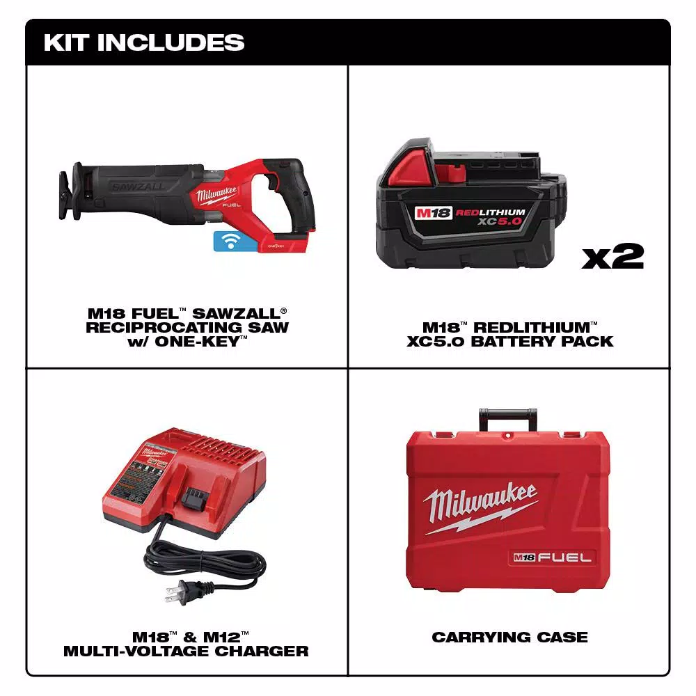 Promo โค๏ธ Milwaukee M18 FUEL ONE-KEY 18-Volt Lithium-Ion Brushless Cordless SAWZALL Reciprocating Saw Kit With Two 5.0 Ah Batteries, Case ๐ 4 Promo โค๏ธ Milwaukee M18 FUEL ONE-KEY 18-Volt Lithium-Ion Brushless Cordless SAWZALL Reciprocating Saw Kit With Two 5.0 Ah Batteries, Case ๐ - Image 2