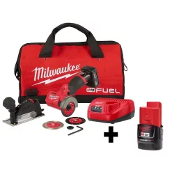 Hot Sale 🎉 Milwaukee M12 FUEL 12-Volt 3 In. Lithium-Ion Brushless Cordless Cut Off Saw Kit With Bonus M12 2.0 Ah Battery 🧨