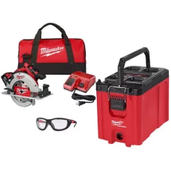 Cheap 🎁 Milwaukee M18 18-Volt Lithium-Ion Brushless Cordless 7-1/4 In. Circular Saw Kit And PACKOUT 10 In. Compact Tool Box 🎉