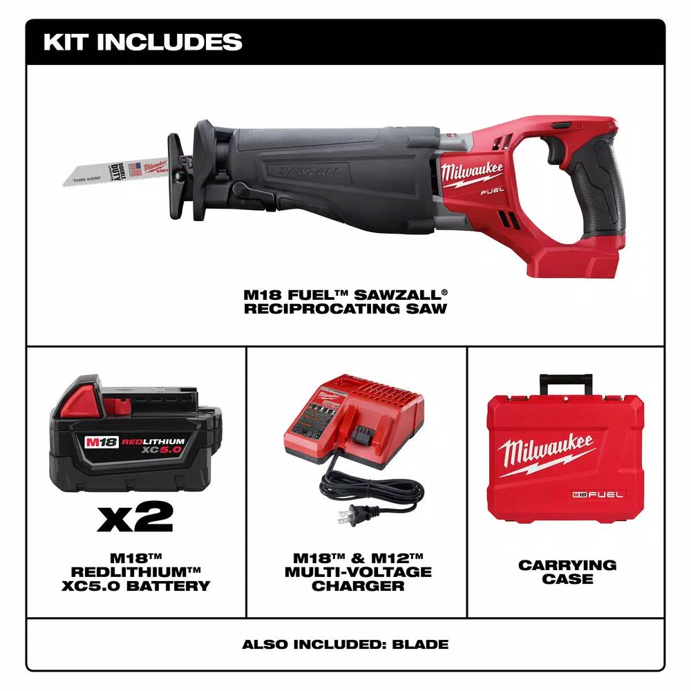 Brand new ๐ Milwaukee M18 FUEL 18-Volt Lithium-Ion Brushless Cordless SAWZALL Reciprocating Saw Kit W/(2) 5.0Ah Batteries, Charger & Hard Case ๐งจ 4 Brand new ๐ Milwaukee M18 FUEL 18-Volt Lithium-Ion Brushless Cordless SAWZALL Reciprocating Saw Kit W/(2) 5.0Ah Batteries, Charger & Hard Case ๐งจ - Image 2