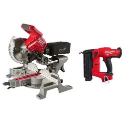 Cheap 🛒 Milwaukee M18 FUEL 18-Volt Lithium-Ion Brushless 7-1/4 In. Cordless Dual Bevel Sliding Compound Miter Saw W/18-Gauge Brad Nailer 🔔
